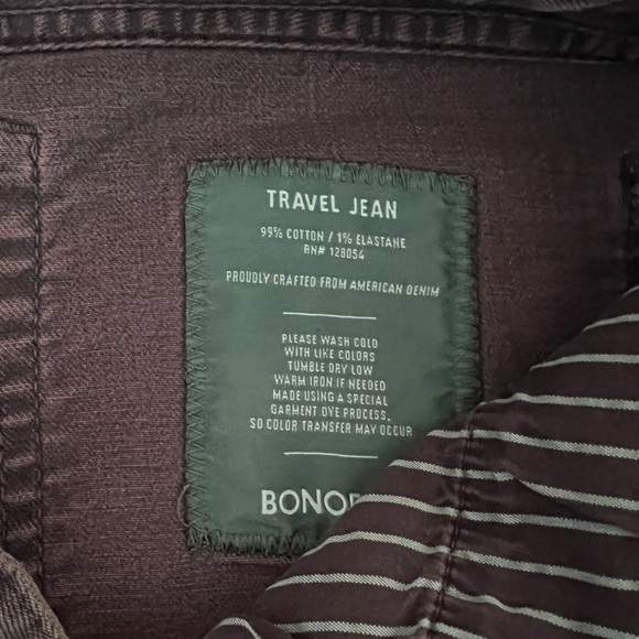 Bonobos Jeans Men's 35x34 Purple Travel Straight - Picture 4 of 8
